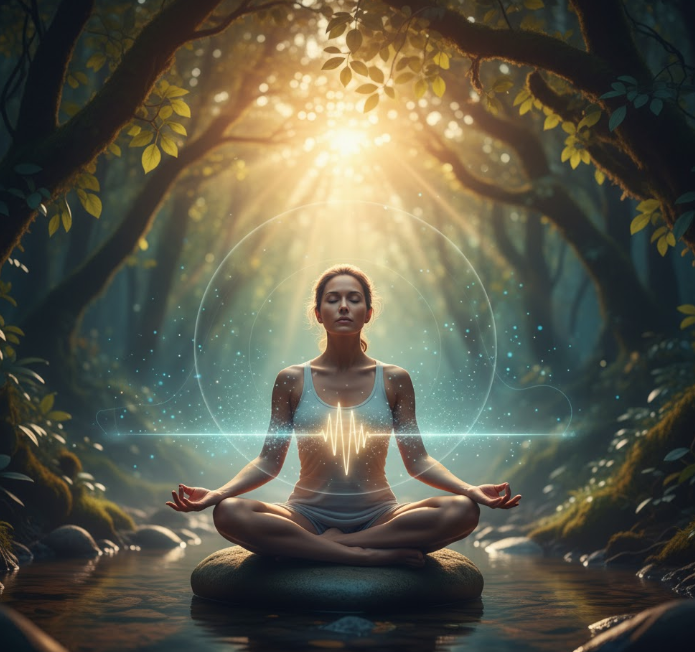 Persona realizando ejercicios de respiración consciente, Cuerpo Mente y Espíritu